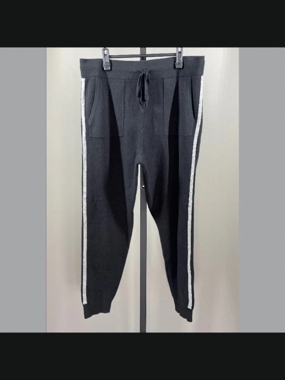 NEW Ann Taylor Pants Womens Large black wool knit jogger athleisure lounge